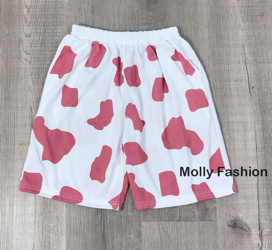 Quần Short nam nữ hoạt hình BÒ SỮA form rộng Unisex Freesize 40-65kg Molly Fashion | BigBuy360 - bigbuy360.vn