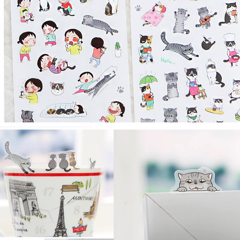 Bộ 6 Tấm Hình Dán Nhựa Pvc Trong Suốt In Hình Dễ Thương