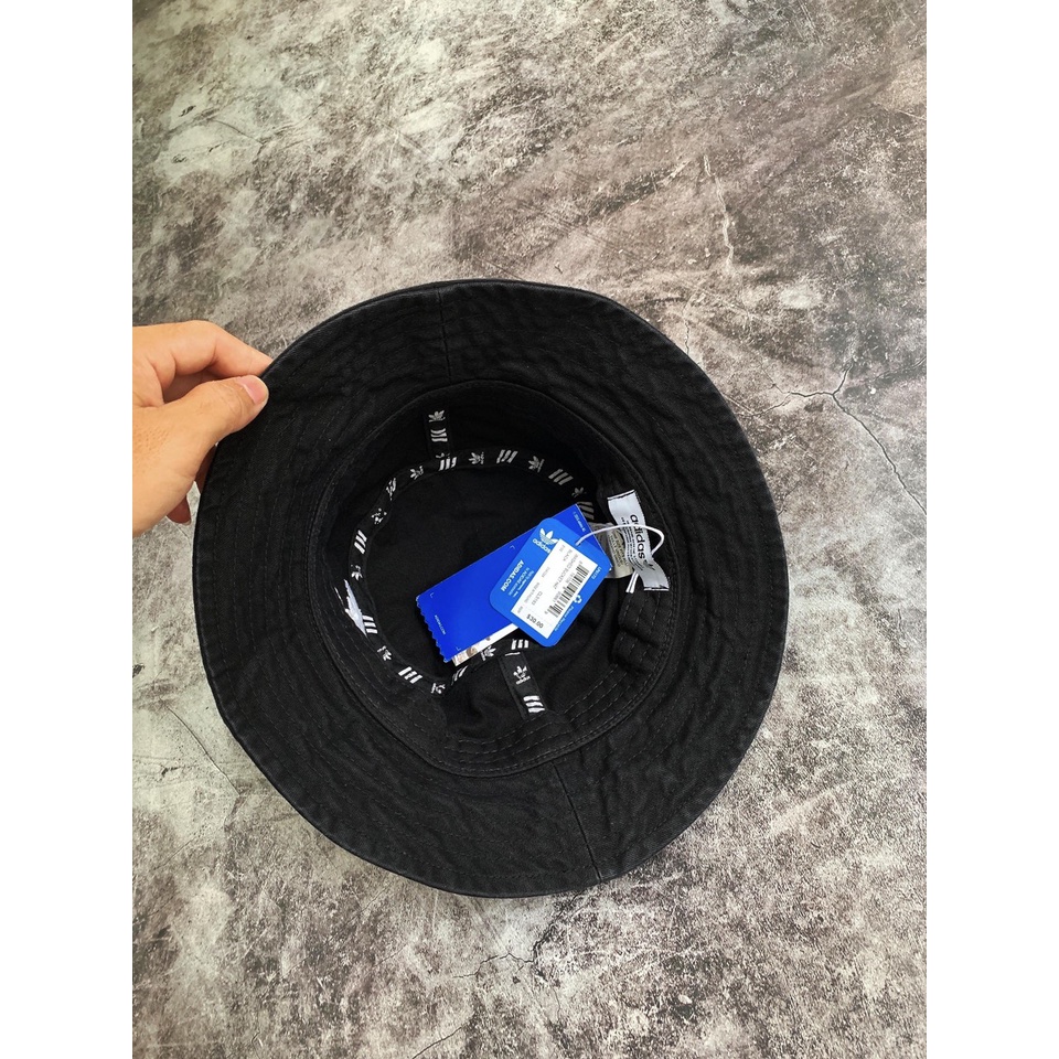 [HÀNG XUẤT XỊN] Mũ / nón Bucket das đen gân H22 ADICOLOR BUCKET HAT WASHED BLACK CL5193