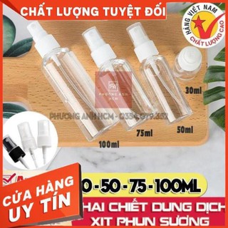 Chai Chiết Xịt Phun Sương, Lọ Xịt Dung Dịch 30ml - 50ml - 75ml - 100ml (Đầu Vòi Màu Ngẫu Nhiên)