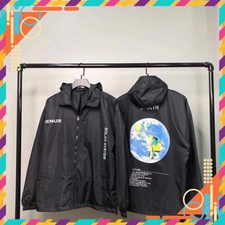 Áo khoác dù unisex in hình trái đất, mặt trăng
