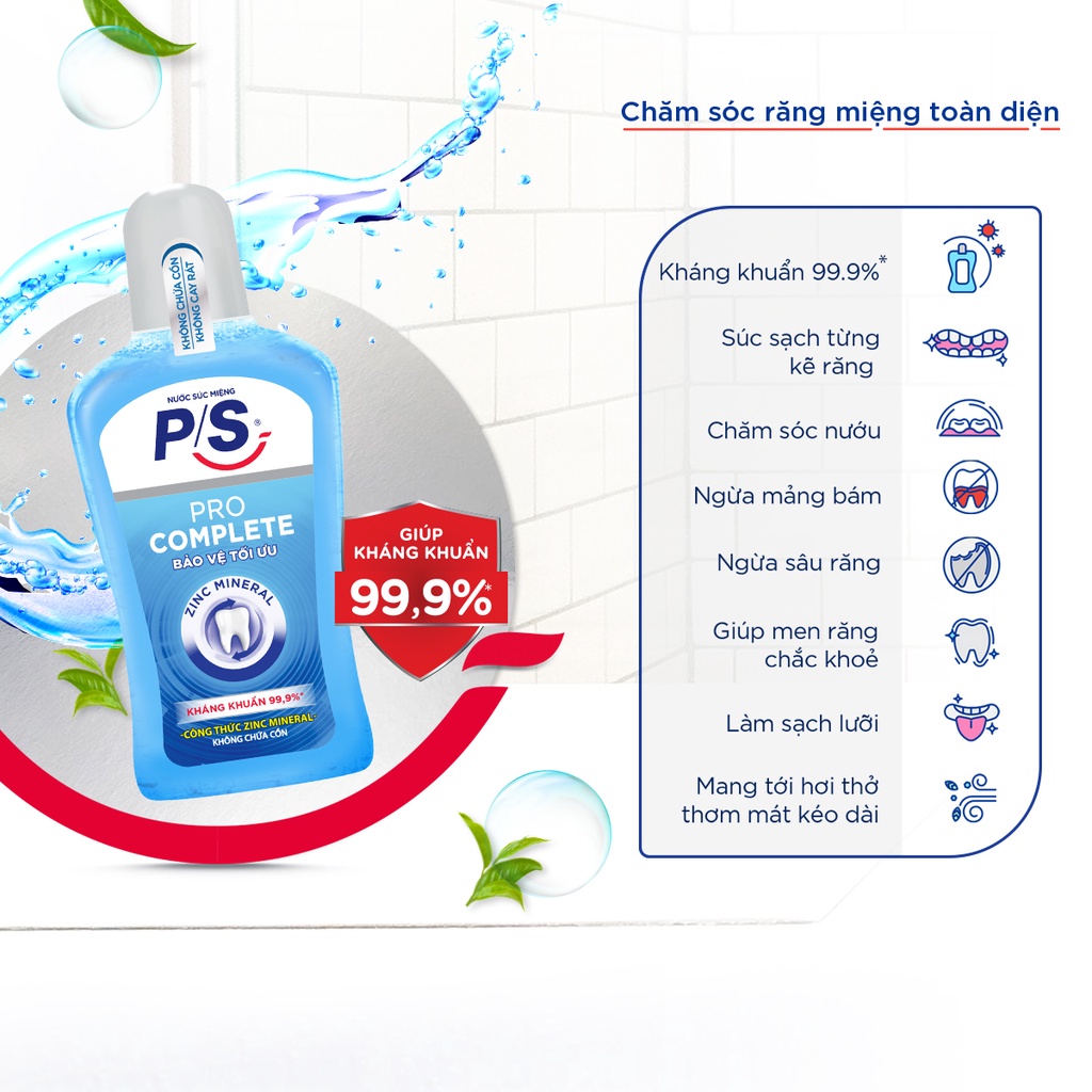 Nước Súc Miệng P/S Pro Complete Bảo Vệ Răng Miệng Tối Ưu 500ml
