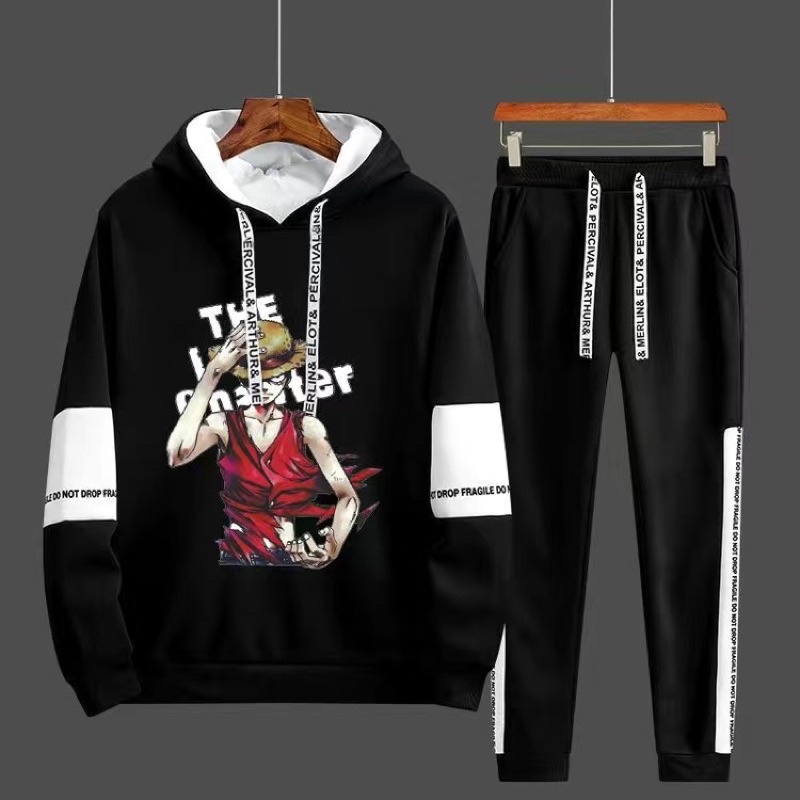 Set Áo Hoodie Tay Dài Và Quần Dài In Họa Tiết Anime One Piece Phong Cách Nhật Bản Cho Nam