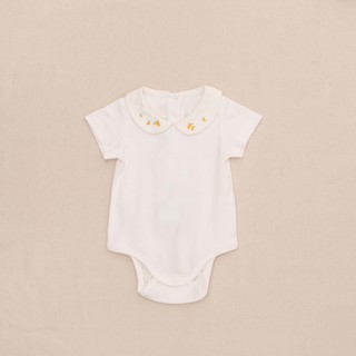 Body cộc trắng, cổ thêu chanh