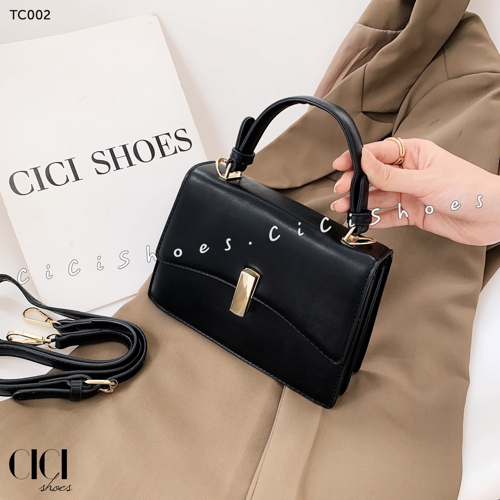 Túi xách nữ CiCi Shoes, túi thời trang nắp lõm khoá chữ nhật dọc - TC002