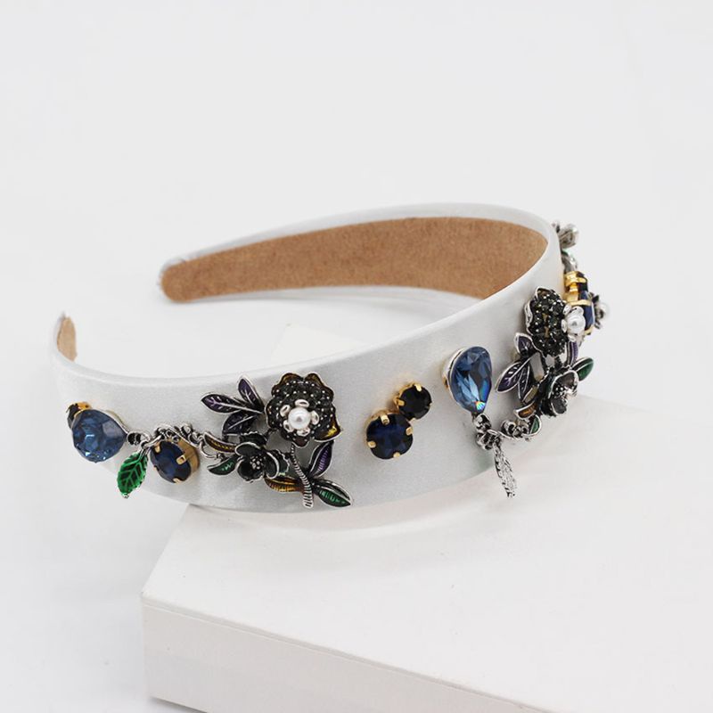Flgo Băng Đô Bandana Bản To Đính Đá Giả Kim Cương Hình Hoa Hồng Pha Lê Phong Cách Phương Tây Wo
