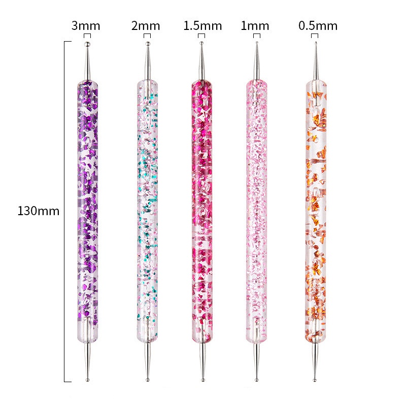 Set 5 Bút Hai Đầu Đính Đá Trang Trí Móng Nghệ Thuật
