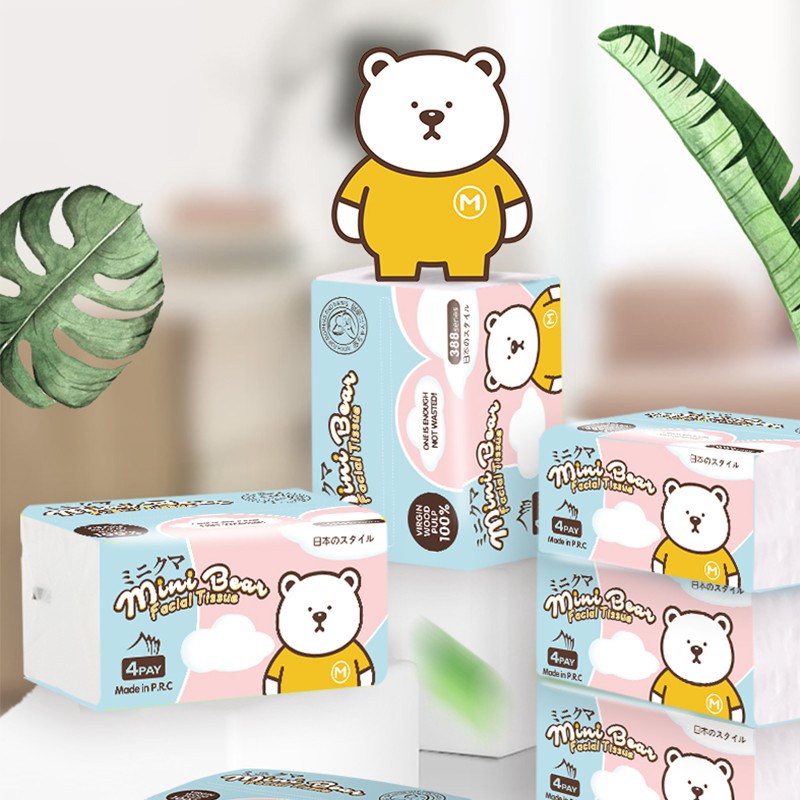 (6 gói) Khăn giấy gấu cao cấp Minibear , khăn giấy đa năng không chứa tạp chất chuyên dùng cho mẹ và bé