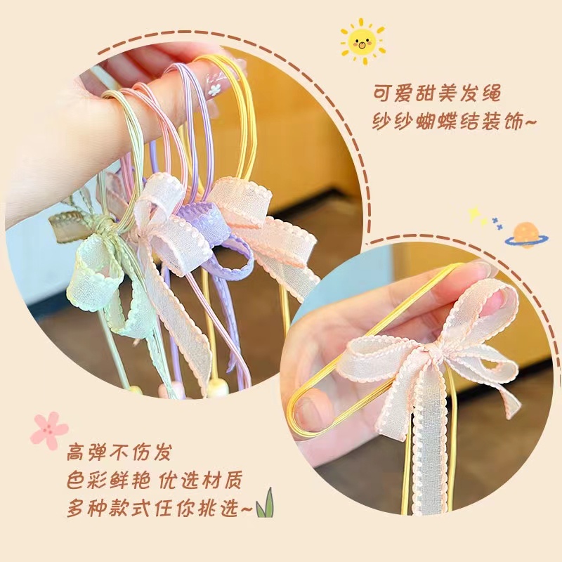 Dây Cột Tóc Đính Nơ Dễ Thương Thời Trang Cho Bé Gái