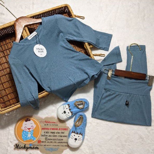 [Màu 1-6]- Bộ Đồ Dài Tay Thun Lạnh Cạp Cao MINKYMOM QUẢNG CHÂU Chống Muỗi Mặc Mùa Mưa