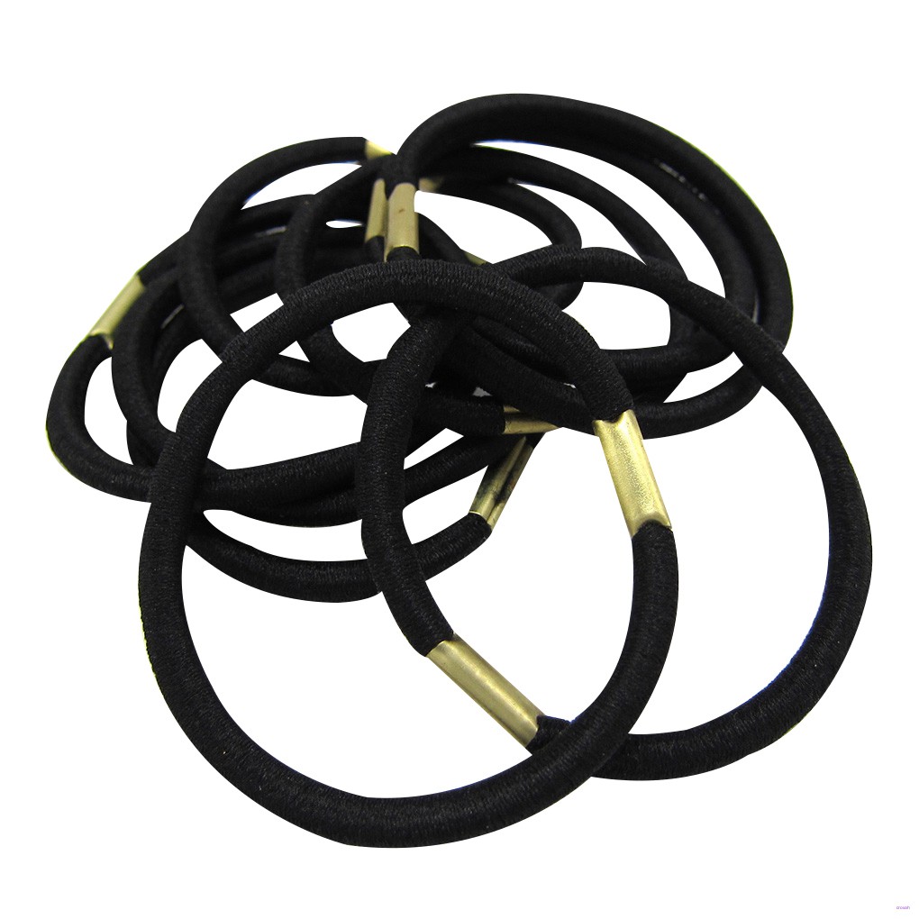 (Hàng Mới Về) Set 10 Dây Cột Tóc Co Giãn Màu Đen Cho Nữ