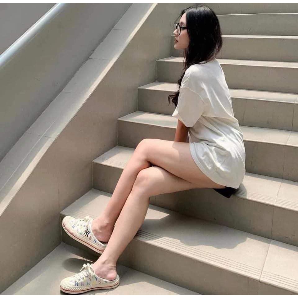 Giày thể thao sục nữ in chữ ny phong cách hàn quốc năng động dễ thương