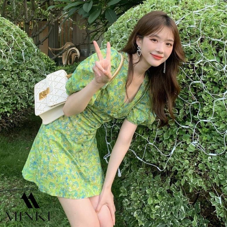 [TTTK] ĐẦM HOA TAY BỒNG DÁNG CHỮ A - CHẤT LIỆU CAO CẤP - MÀU XANH HOA | BigBuy360 - bigbuy360.vn