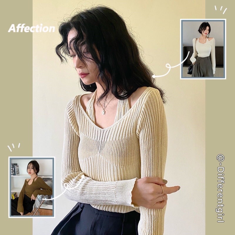 Áo crop top len dệt kim hở vai dáng ngắn tay dài co giãn trễ vai cổ ngang chữ V đan dây áo croptop len tăm ôm body crt | BigBuy360 - bigbuy360.vn