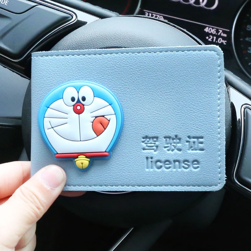 Ví da đựng bằng lái xe họa tiết hoạt hình sáng tạo 2 trong 1 tùy chọn màu sắc dành cho nữ
