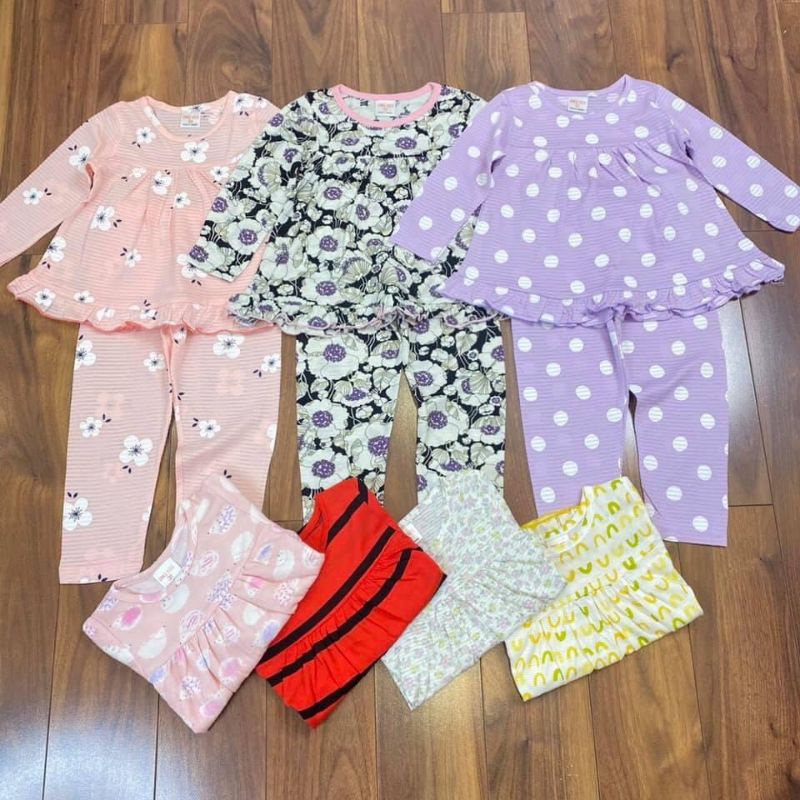 Bộ dài tay cotton giấy mỏng mát nằm điều hòa cho bé 1-6 tuổi