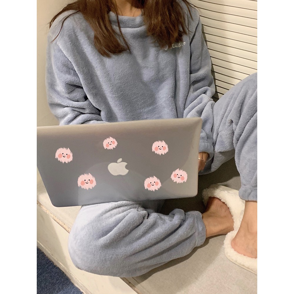 Đồ Ngủ Băng Lông Tay Dài Hoạ Tiết Thêu Thời Trang Thu Đông Cho Phái Nữ