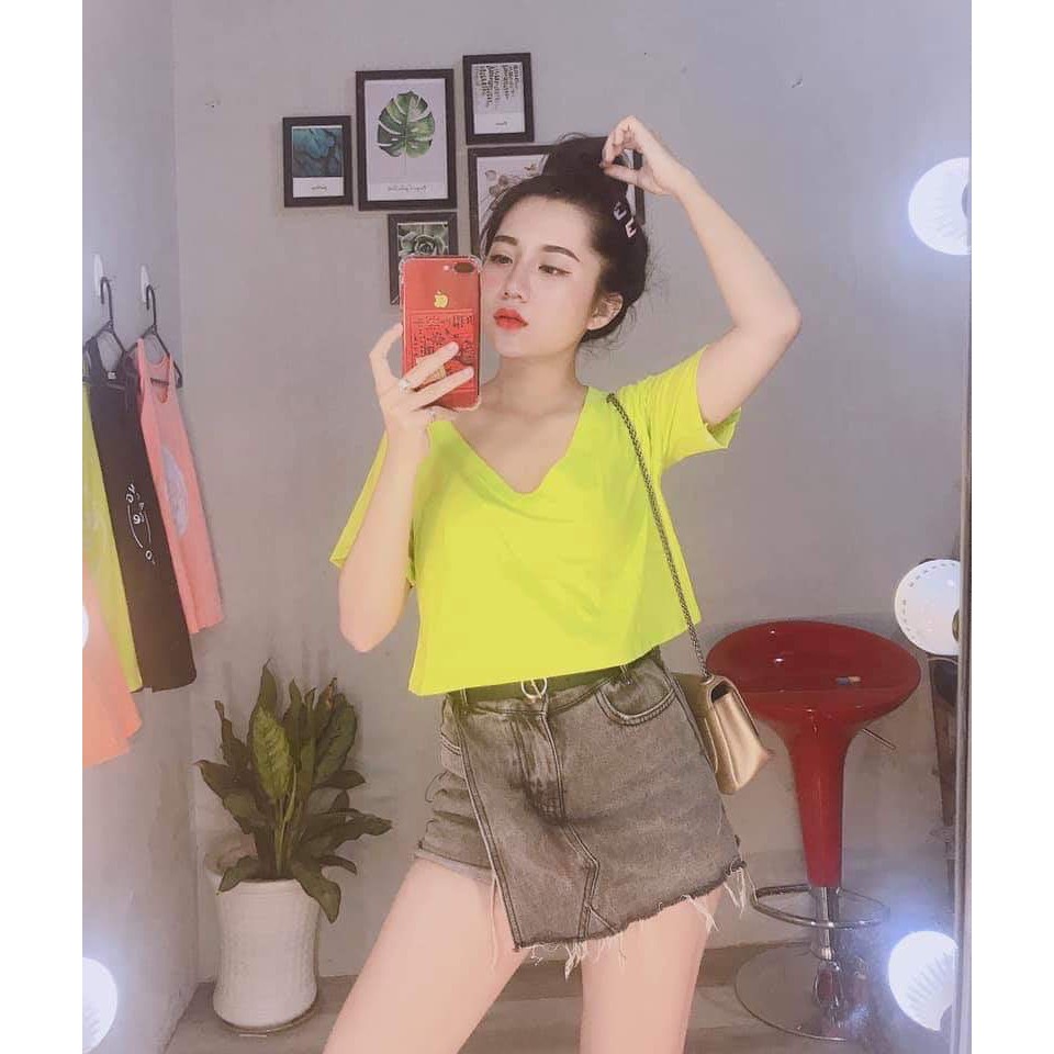 Áo croptop cổ tim trơn nhiều màu cực hot- giá cực rẻ