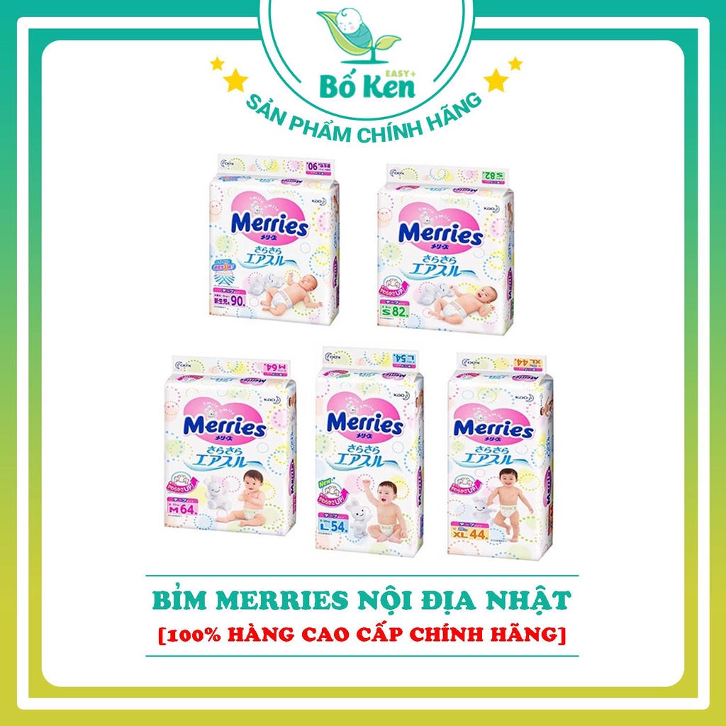 Bỉm 𝗠𝗲𝗿𝗿𝗶𝗲𝘀 Nội Địa Nhật Cộng Miếng [100% Hàng Chính Hãng; Dán/Quấn NB96/S88/M64/M68/L58/L50/XL44]