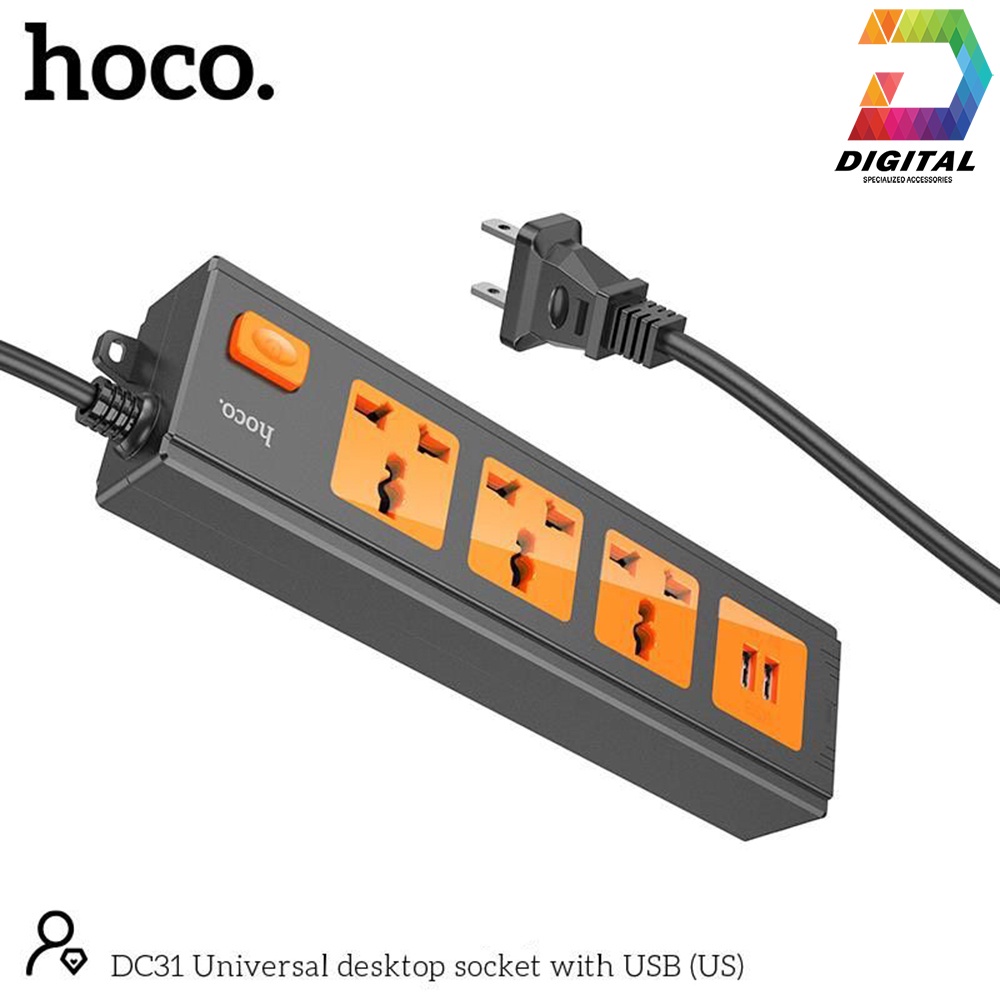 Ổ Cắm Điện Đa Năng Có Cổng USB Hoco DC31 2500W Chính Hãng