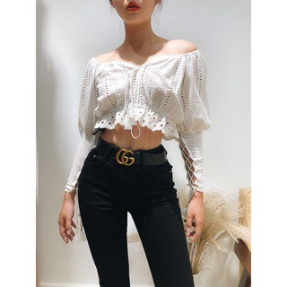 ÁO ĐAN DÂY TAY TRẮNG REN