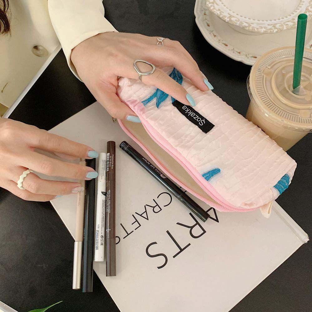 OCEANMAP Túi Đựng Mỹ Phẩm Vải Canvas Hình Vuông In Hoa Kiểu Nhật Bản Dễ Thương