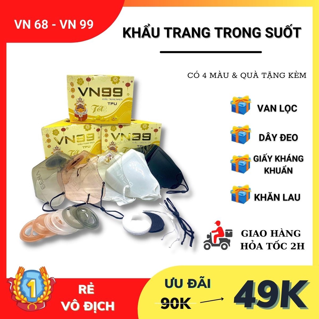 [HÀNG LOẠI I ] Khẩu trang trong suốt , khẩu trang nhựa thời gian 3D Mask nhựa dẻo TPU VN99