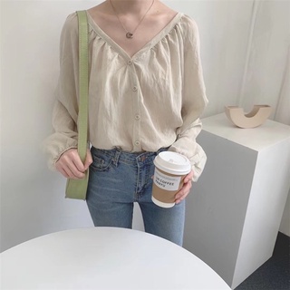 Áo sơ mi tơ tay phồng