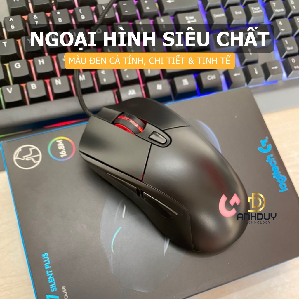 Chuột máy tính có dây Logitech G407 OEM dây bọc dù click silent Led RGB đổi màu đẹp chuyên gaming - Bảo hành 12 tháng