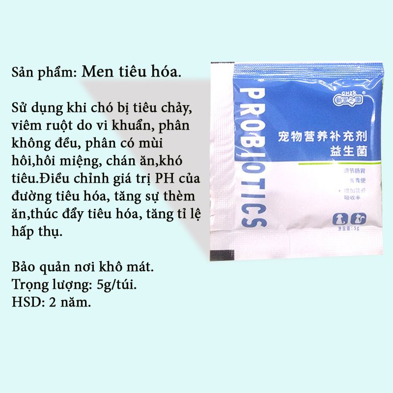 Combo 5 gói Men vi sinh cho chó mèo CHZK Ngăn ngừa các bệnh đường tiêu hóa,các bệnh viêm đường ruột - 9 tỉ vi sinh