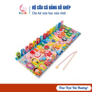 Đồ chơi bảng gỗ thông minh ghép hình câu cá vừa học vừa chơi dành cho các bé