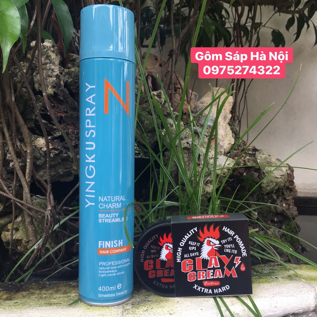 COMBO Gôm xịt tóc YINGKUSPRAY + Sáp Vuốt Tóc Cock Crease-Made In Japan 80gc