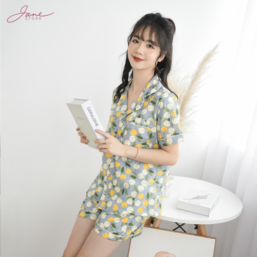 Đồ bộ Pijama- Bộ ngủ áo cộc quần cộc JANE họa tiết dễ thương P4