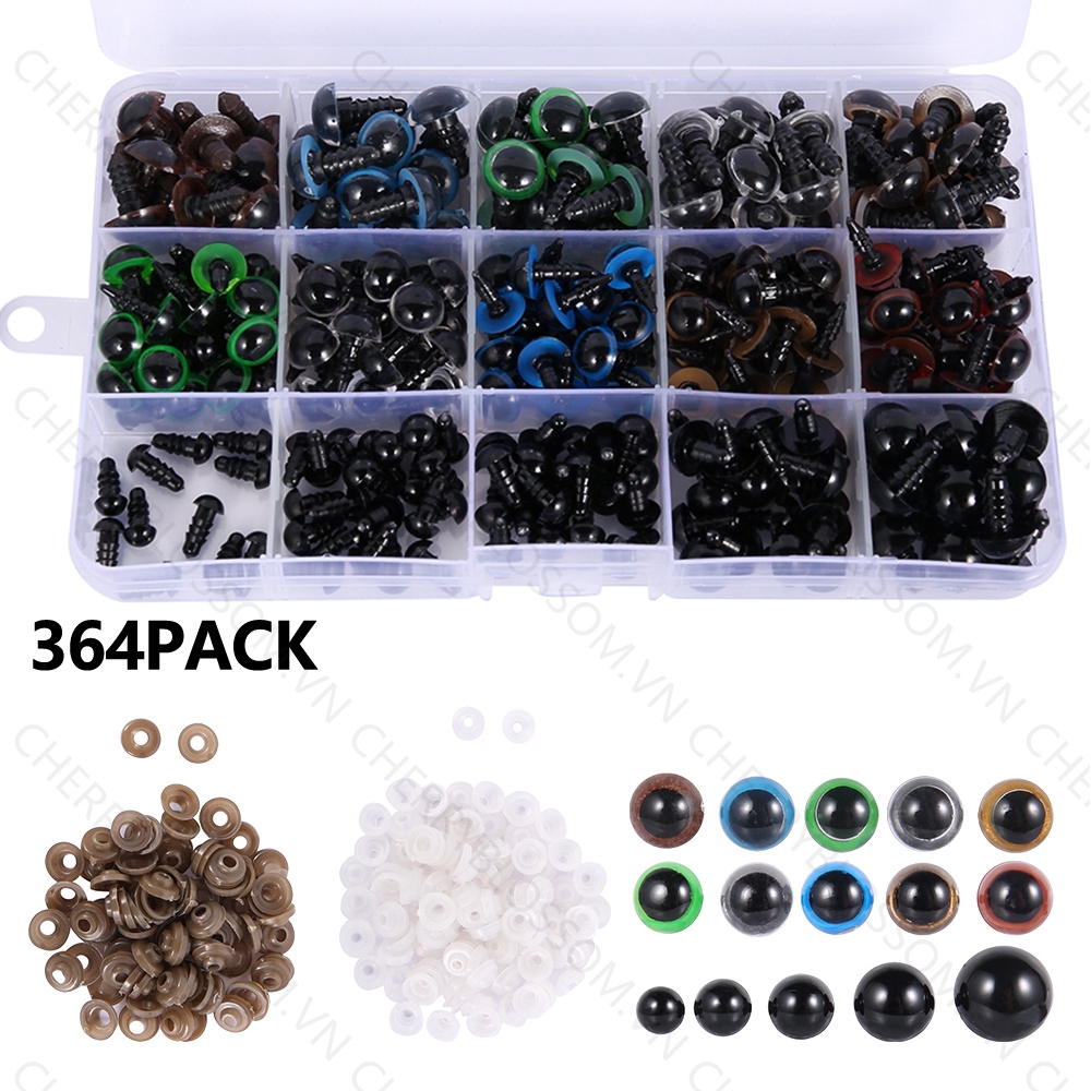 JPRICE Set 364 Mắt Nhựa Tam Giác 6mm - 12mm Cho Búp Bê