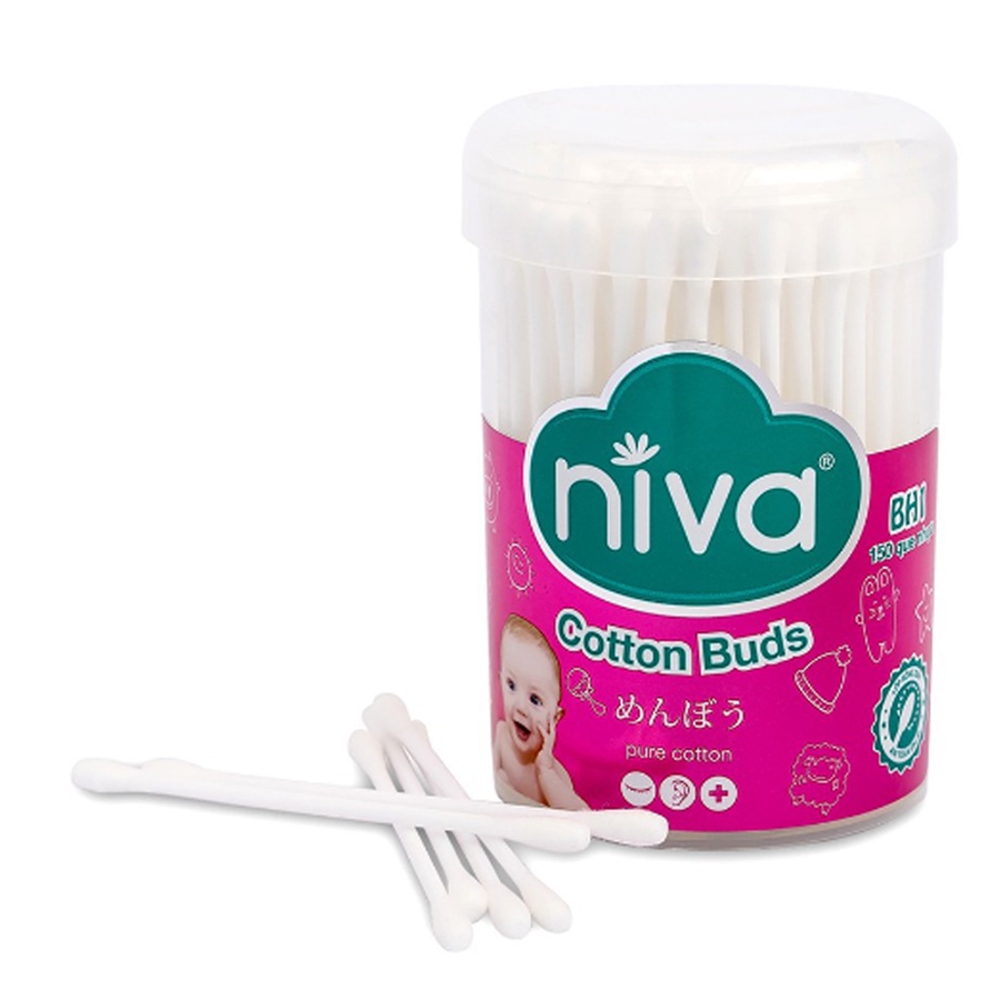 Tăm bông trẻ em Niva hộp 150 que giúp vệ sinh tai, mũi, vệ sinh cá nhân cho trẻ sơ sinh và trẻ nhỏ