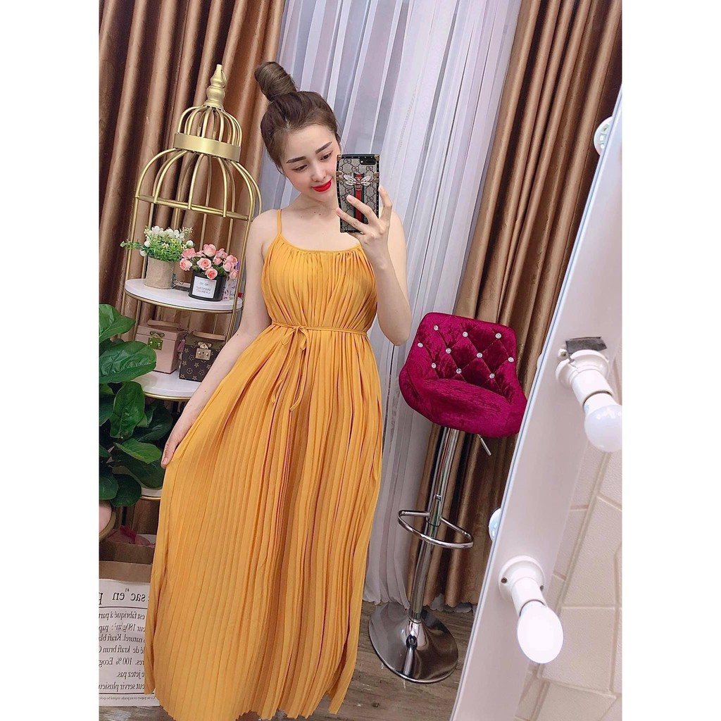 ĐẦM 2 DÂY DẬP LY DỄ THƯƠNG - VÀI THUN MÁT ĐI BIỂN HOẶC MẶC NHÀ - FREESIZE DƯỚI 60KG (tặng dây cột tóc) | BigBuy360 - bigbuy360.vn