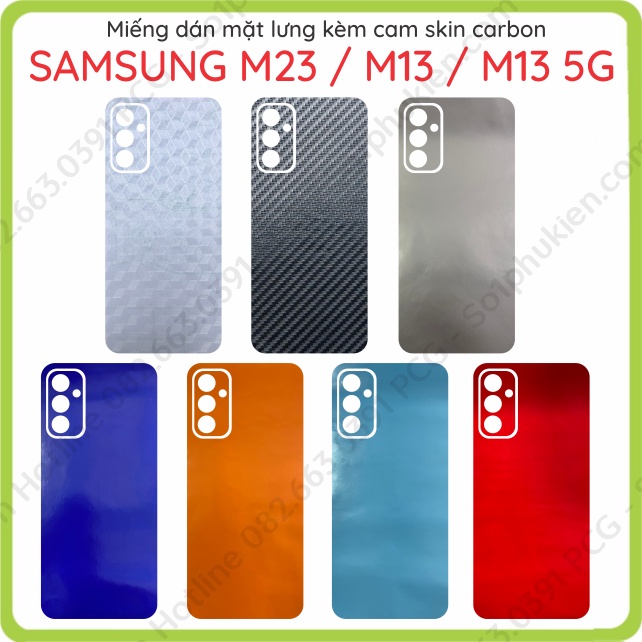 Miếng dán mặt lưng kèm cam skin carbon Samsung M13 / M13 5G / M23 / M52 5G
