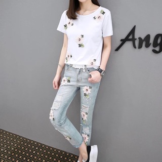 Set áo phông + quần bò