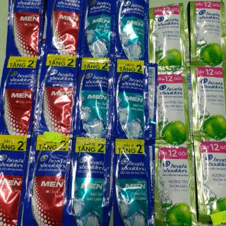 Dầu gội Head& shoulders làm sạch gàu hương nước hoa / bạc hà mát lạnh / táo thơm mát dây 12 gói.