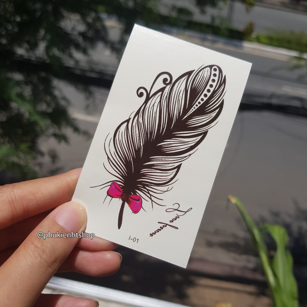 Hình xăm lông vũ xinh xắn (bộ i). Xăm dán tatoo mini tạm thời, size &lt;10x6cm