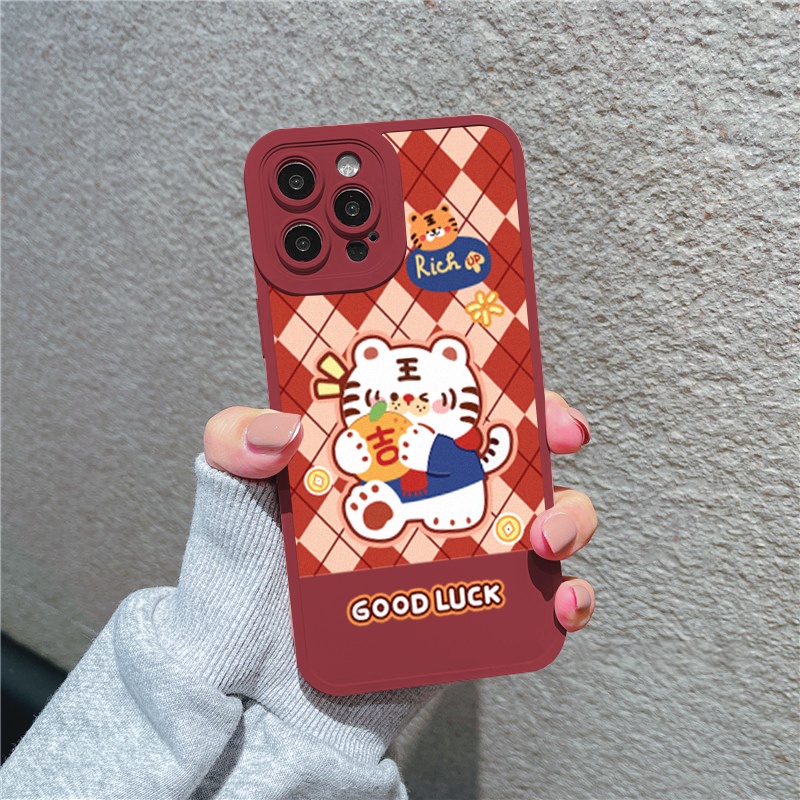 Ốp lưng iphone cạnh vuông lỗ camera tiger luck 6/6splus/7/7plus/8/8plus/x/xr/xs/11/12/13/pro/max/plus/-Sale Sốc D3-2