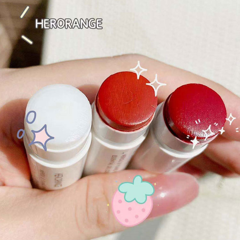 Son dưỡng ẩm HERORANGE thiết kế màu thay đổi theo nhiệt độ 3 màu Herorange plant moisturizing lip balm Liquid Lipstick /Cute Fruit Lip Balm Lip Care Moisturizing Cartoons Lip Balm Natural Plant Anti-Cracking Organic with Vitamin E Jelly Lip Derol Lip Care