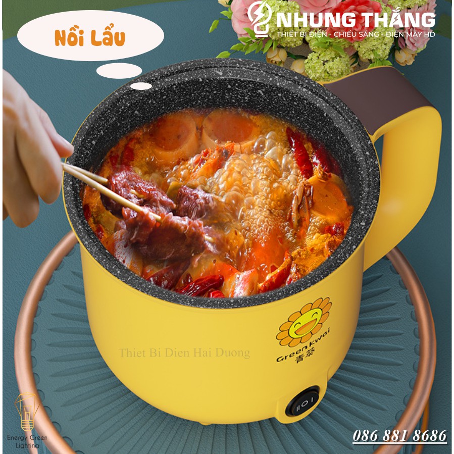 Nồi Lẩu Điện mini Green Kwai SDD-18 - Ca Nấu Mì,Chiên,Sào Đa Năng - Dung Tích 1.8L -Lòng Nồi Chống Dính