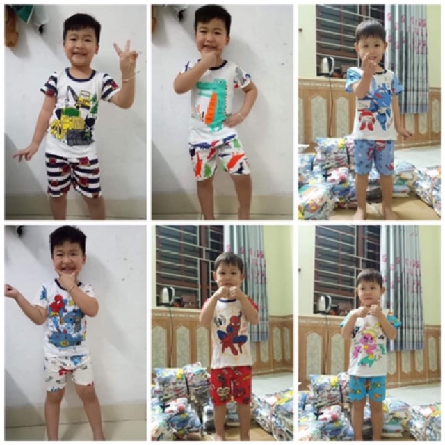 ❌Sale Sốc❌Combo 3 Bộ Cotton Cộc Tay Hoạt Hình Cho Bé Trai/Gái