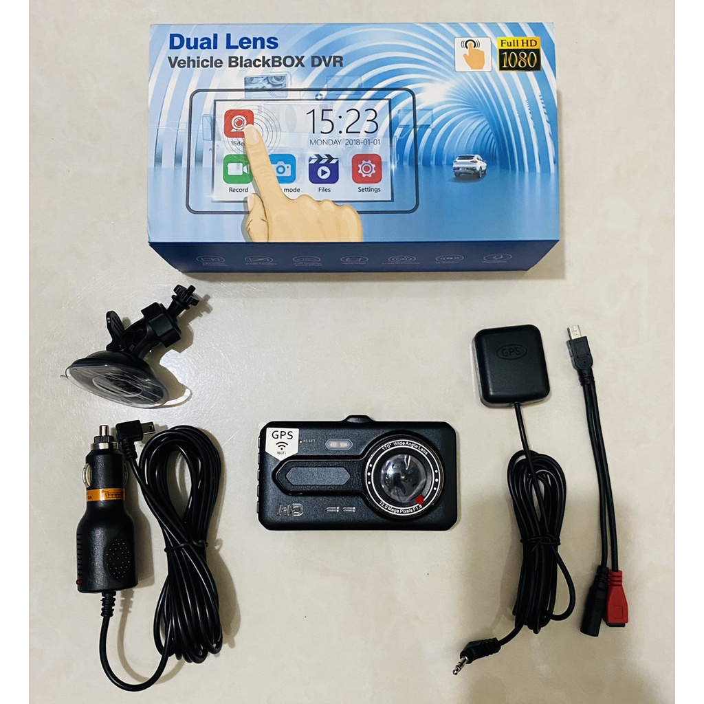 Camera hành trình ô tô A4 Plus,Camera hành trình wifi kết nối điện thoại ghi hình trước sau,có GPS,hỗ trợ thẻ nhớ 32G