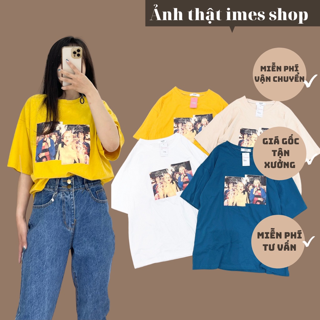 Áo phông tay lỡ form rộng, áo thun unisex nam nữ chất cotton in nhóm người 1696 imes shop