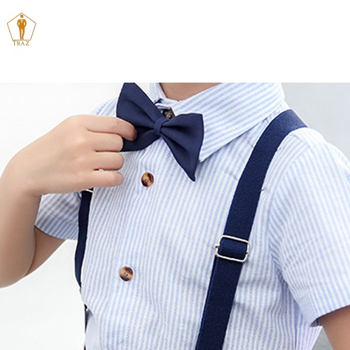 Set bộ gile bé trai TRAZ có 2 chi tiết, áo sơ mi, quần short phong cách Hàn Quốc(1 quần+ 1 sơ mi+ 1 nơ+ 1 dây đai)