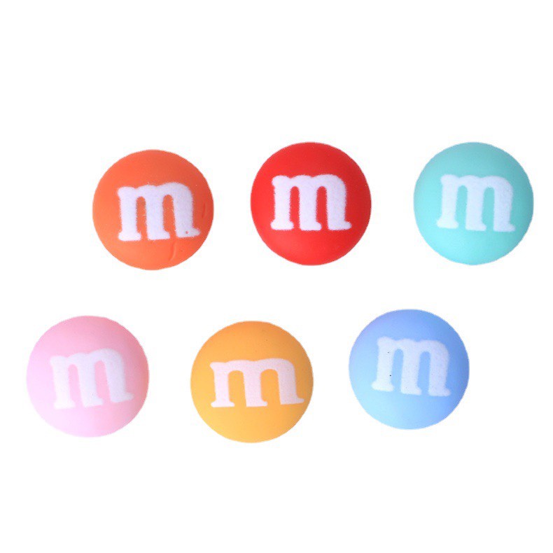 Charm (C465) slime/ Trang Trí [Ko Keo &amp; Nút] Viên Kẹo Socola M&amp;M nhiều màu sắc (1.5x1.5cm) - Giá 1 cái