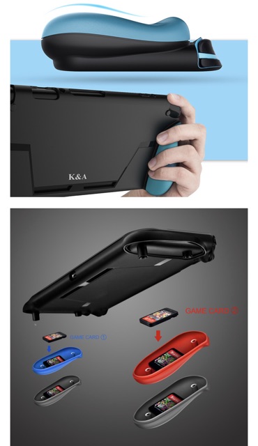 Ốp grip bảo vệ máy, tay cầm, đựng thẻ game hãng K&amp;A cho máy Nintendo Switch