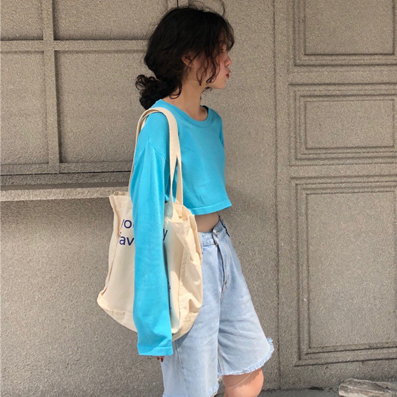 Women's Round Neck T-Shirt Long Sleeve Tops Purea Color Loose Fit Pullover Blouse | BigBuy360 - bigbuy360.vn